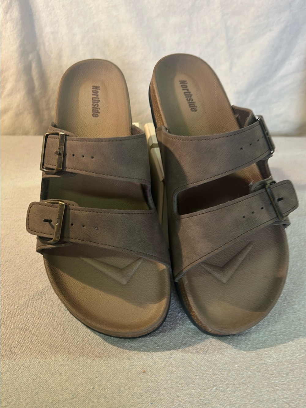 Northside Men's Taupe Double-Buckle Slide Sandals